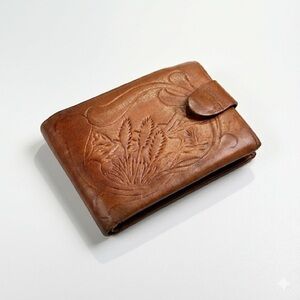 Justin Boots Tan Embossed Leather Card Holder